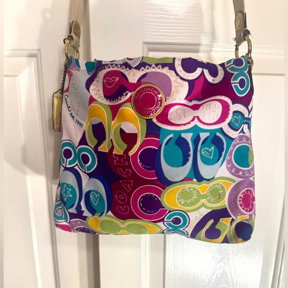 COACH POPPY vintage multicolor bag - Picture 3 of 9